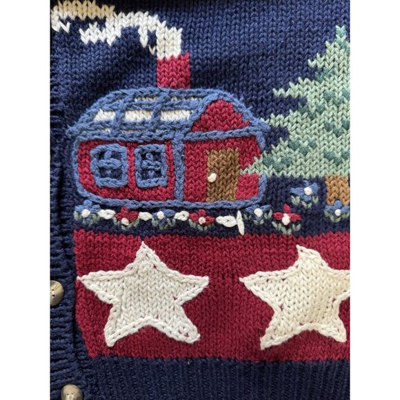 Signature By Northern Isles Cardigan Sweater Size‎ XL Hand Embroidered USA VTG - Picture 6 of 14